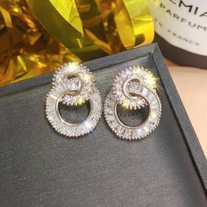 New Silver Boohoo Double Zircon Earrings